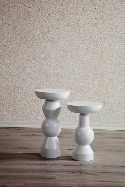 More Wood Design Doğal Ahşap 2'li Mantar Sehpa