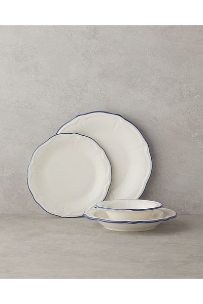 English Home Blue Way 6-Person Blue Porcelain Dinner Set - 24 Pieces