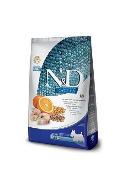 N&D Nd Ocean Düşük Tahıllı Morina Balık Portakal Mini Adult Köpek Maması 7 Kg