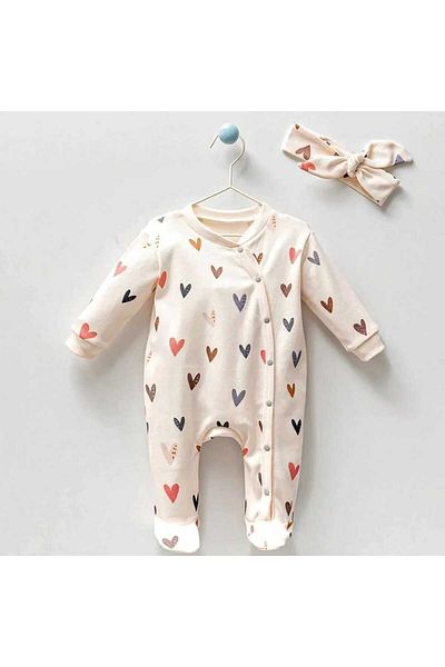 by bubbles 100% Cotton Baby Girl Jumpsuit (with heart)