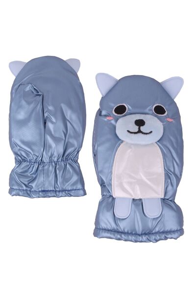 İşnar Modabay Erkek Çocuk Kar Eldiveni 2-4 Yaş Yavru Köpek Mavi Renk Parmaksı...