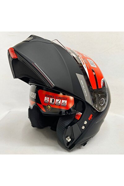 MT Kask Genesis A1 Mat Siyah Çene Açılır Kask Iç Güneş Vizörlü