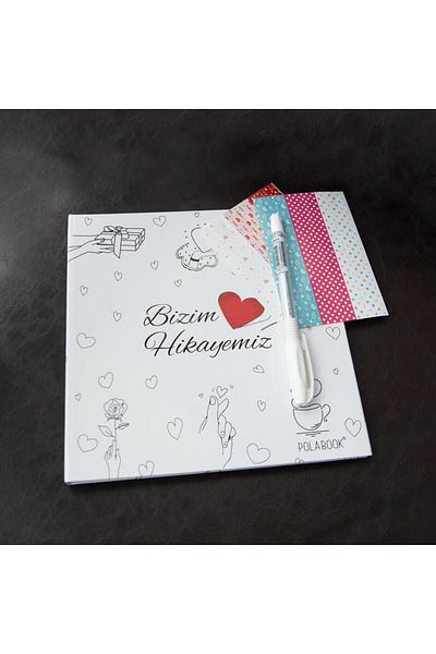 POLABOOK White Design Yourself Memory Book and Photo Album with Love Figure with White Pen