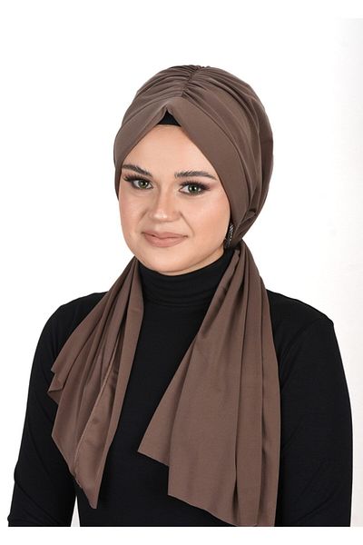 OykumBone Dark Brown Plain Humor Sandy Fabric Ready Shawl / Bonnet