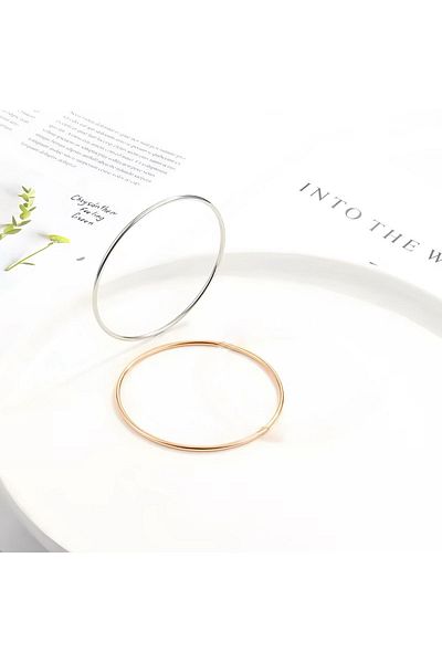 ELMATOLYE Ajda Non-Tarnish Women's Bracelet - Rosegold Silver Set of 2, Silver Colored Gift