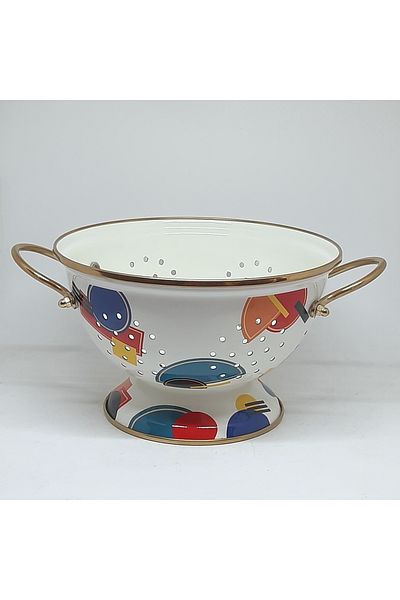 Avşar Enamel House 22 cm Vintage Enamel Strainer Fruit