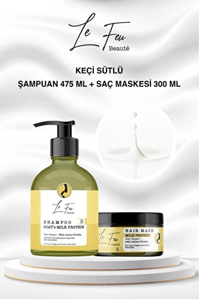 le feu beaute Keçi Sütlü Hindistan Cevizi Yağı Saça Protein Yüklemesi Sağlayan Saç Bakım Seti