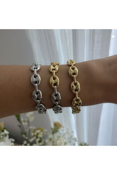 neslyaccessories Marka Tasarımı Paslanmaz Çelik Silver Renk Kadın Bileklik