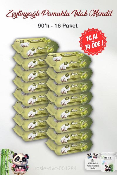 Sleepy ROSIE BUY 16 PAY 14 - Natural Olive Oil and Cotton Wet Baby Wipes, 90 pcs