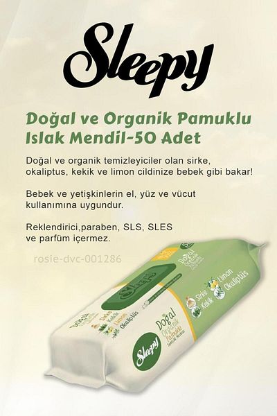 Sleepy ROSIE - AL 16 PAY 14 Sleepy Natural and Organic Wet Wipes 50 pcs