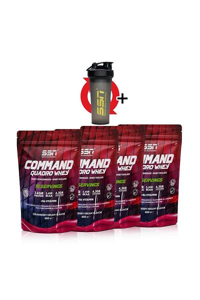 SSN Sports Style Nutrition Command Quadro Whey 1800 Gr 60 Chassis Strawberry (15X4 Doypacks) Combination