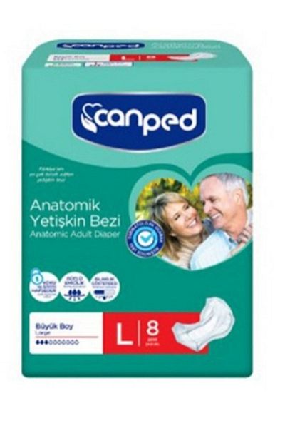 Canped Anatomical Patient Diapers Normal Large 8-Piece (8X8=64 Pieces)