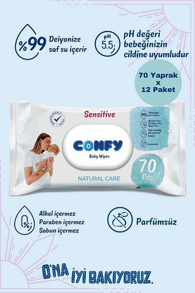 Confy Sensitive Special Wet Wipes for Babies 12x70 - 840 Sheets