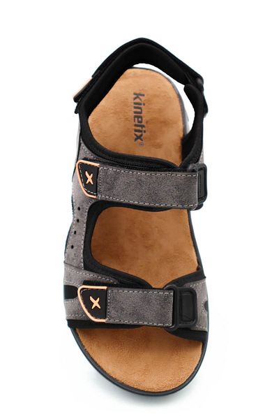 Kinetix Men's Sports Sandals - Savio Double Velcro, Soft Sole, Gray