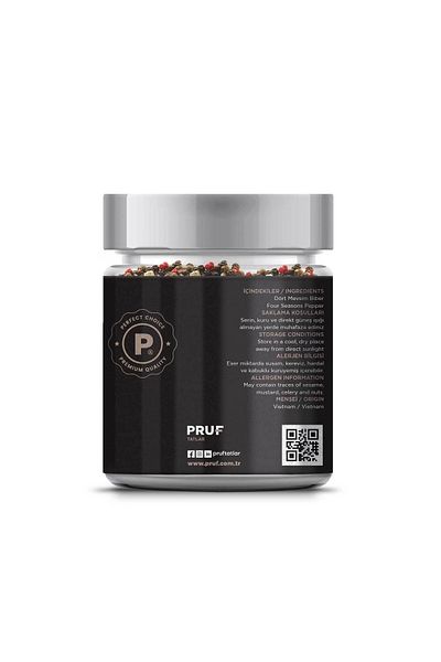 PRUF Colored Black Pepper Four Seasons Grain 165 GrGlass Jar