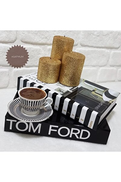 Dream Red 3'lü Süper Set Altın Simli Mum Çap 7cm Boy 6cm-9cm-12cm