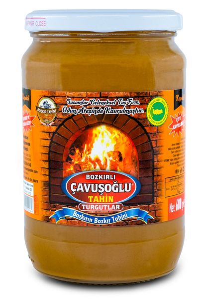 Bozkırlı Çavuşoğlu Steppe Tahini Glass Jar with Bran in Wood Fire 700g + Cone Molasses Glass Jar 800g