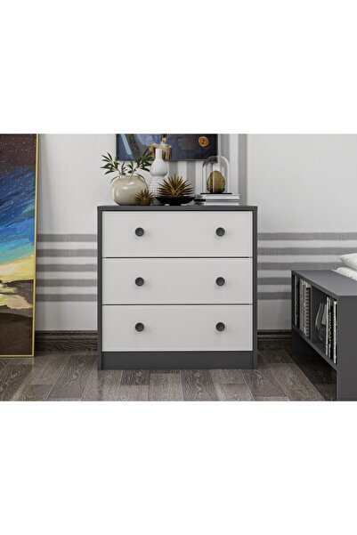 İNARCH DİZAYN Life Şifonyer Beyaz - Antrasit