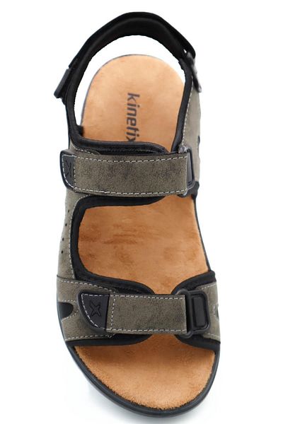 Kinetix Men's Sports Model Sandals - Savio Double Velcro, Soft Sole, Khaki