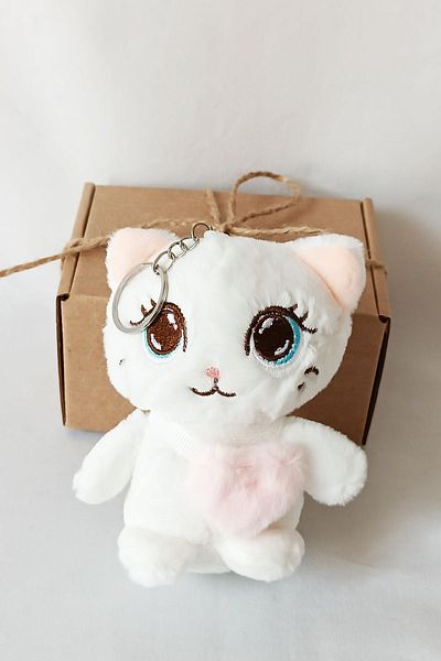 dudu kids Plush Cat Keychain - 13 cm - White - Birthday Gift - Bag Ornament - Toy