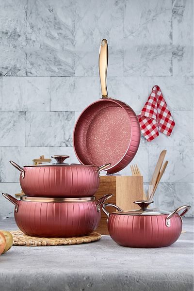 Cooker 7 Piece Granite Teflon Coated Cookware Set