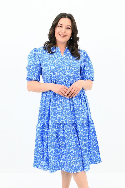 Koza Butik Γυναικείο φόρεμα με στάμπα λουλουδιών σε μεγάλο μέγεθος - 5230-25