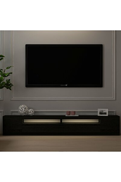İNARCH DİZAYN T008 Arya Işıklı Tv Sehpası SET Ahşap Siyah