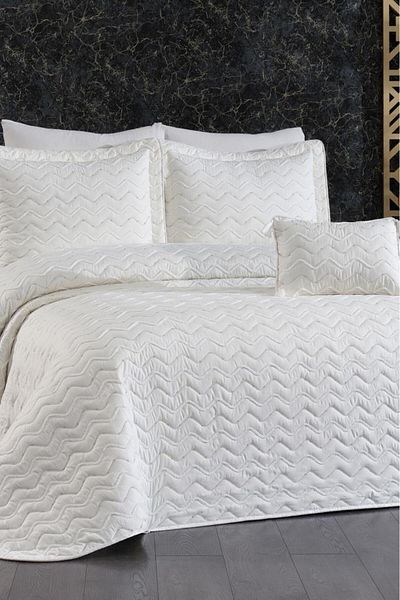 Çeyiz Diyarı Ocean Double Bedspread - 250x260 Cream Cream