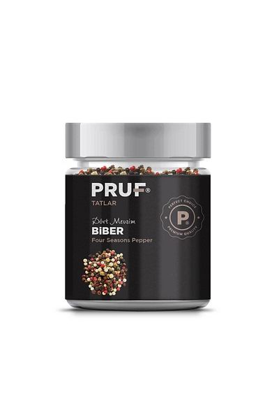 PRUF Colored Black Pepper Four Seasons Grain 165 GrGlass Jar