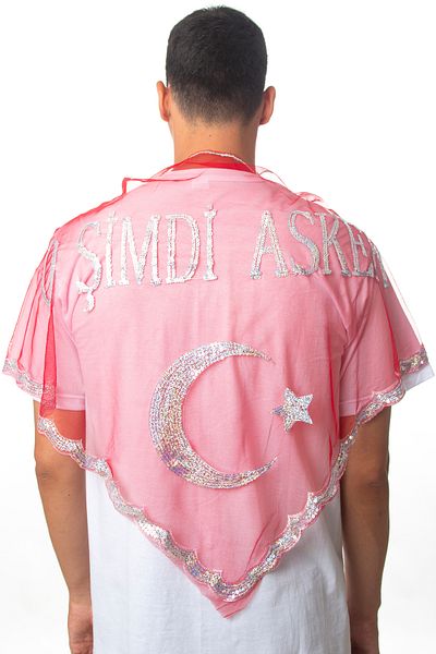 Burak Askeri Malzeme 4 Pieces Red White Star and Crescent That Now Soldier Sequin Embroidered 70x135 cm Pride Shawl