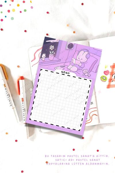 PastelSanat Kawaii Dream Purple To Do List , Notepad , Bloknot