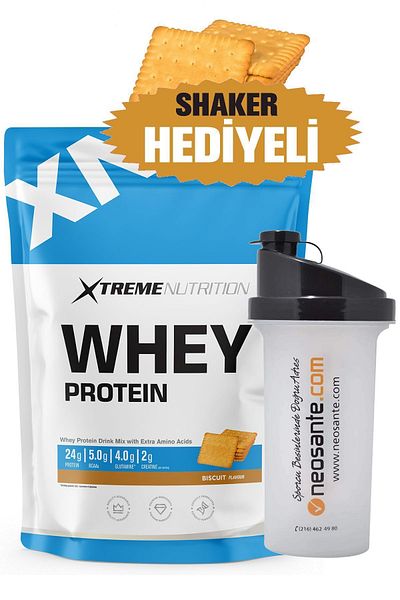 Xtreme Nutrition 512 g Whey Protein Powder - Biscuits - 16 Serving (5g Bcaa +4G Glutamine +2G Creatine) with Shaker Gift