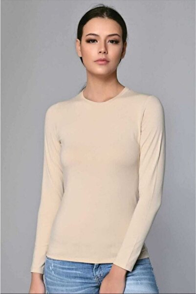 Genel Markalar Uzun Kollu Bisiklet Yaka Likralı Viskon Badi