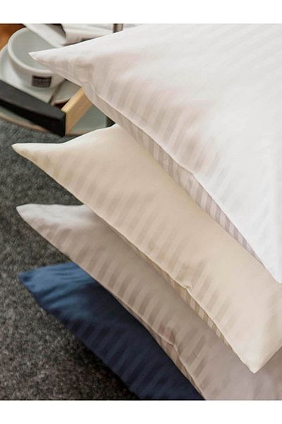 CAQQA Ριγέ Σατέν 2τμχ 50x70 cm Ασημί Μαύρες Μαξιλαροθήκες