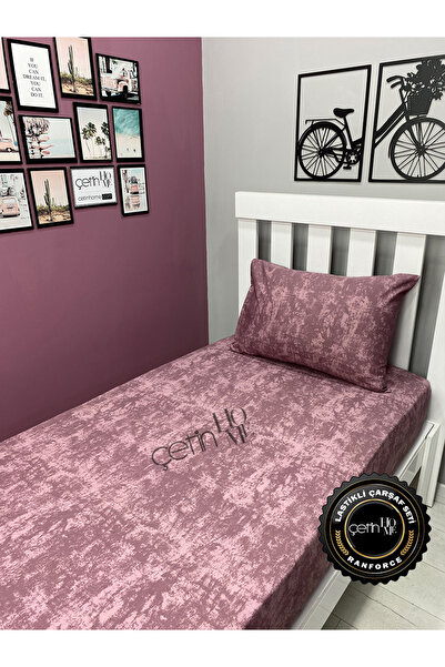 Çetinhome Fabric Fitted Sheet Set 3 Sizes Single Shade Dusty Rose