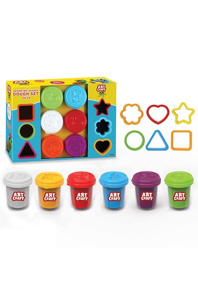 Doğan Oyuncak Dünyası Geometric Shapes Dough Set (336 Gr.) - Play Dough Set - Dough Sets - Dough Molds