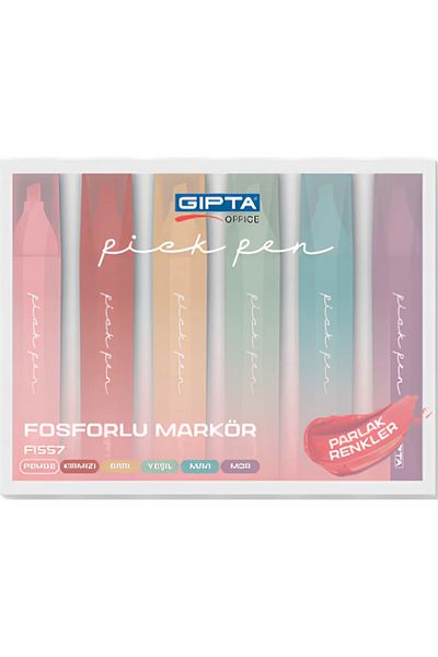 Gıpta Set of 6 Highlighter Pick Pen Markers in Bright Colors