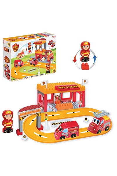 Doğan Oyuncak Dünyası Fire Truck Road Set 46 Pieces - Lego Toys - Vehicle Toys - Block Sets - Racing Set