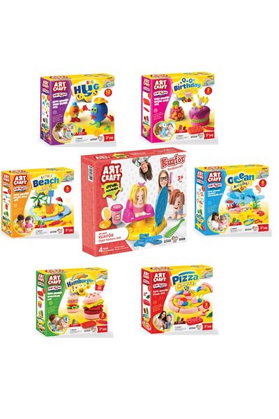 DEDE Hairdresser + Ocean + Beach + Figure + Pizza + Birthday + Hamburger Play Dough Sets