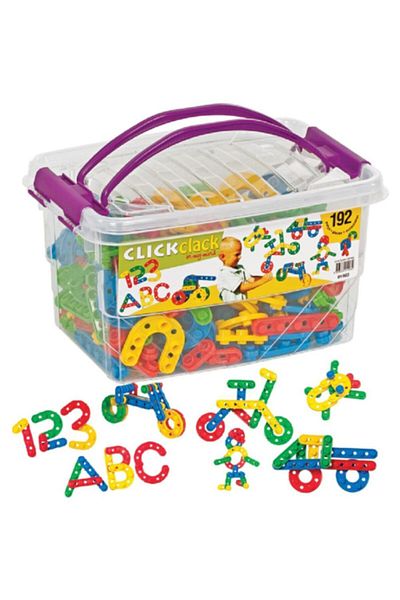 DEDE Click Clack Puzzle Lego 192 Pieces with Plastic Storage Box
