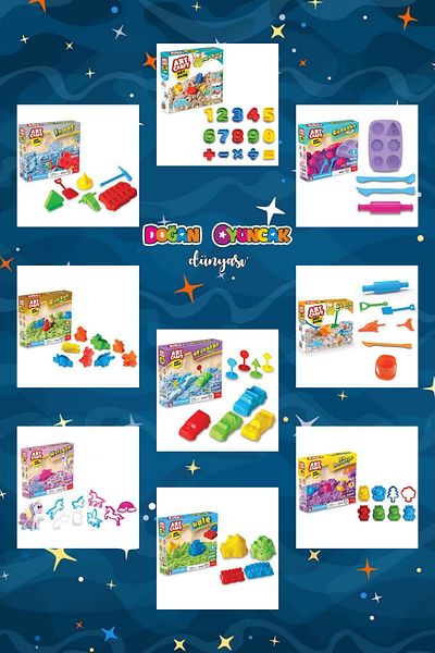 Doğan Oyuncak Dünyası Art Sand Play Sand Mega Set - 9 Pack - Kinetic Sand Set - Sand Set - Non-Drying Kinetic Sand - Sand