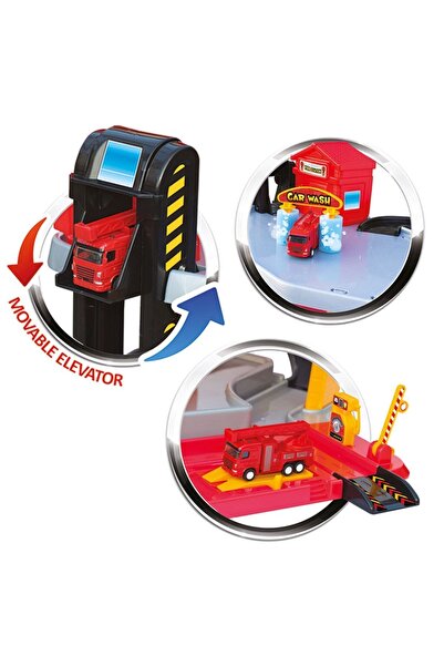 Doğan Oyuncak Dünyası 3 Storey Fire Truck Garage Set - Car Parking Set - Car Set - Hotwheels Set - Station
