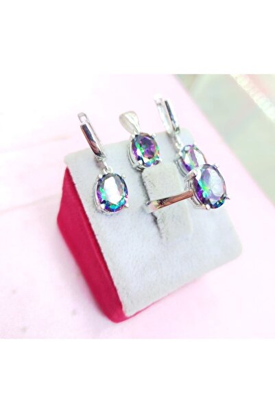 Oriental Kuyumculuk Jewellery Mistik Topaz Taşlı Oval Kolye Küpe Yüzük Gümüş ...