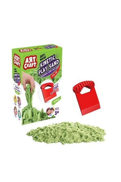 Doğan Oyuncak Dünyası Green Kinetic Play Sand with Accessories (500 Gr.) - Art Craft Kinetic Sand Set - Art Sand Sand