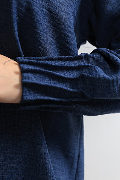 İKLİM LİFE Navy Blue Tunic - Sleeve Quilted Design