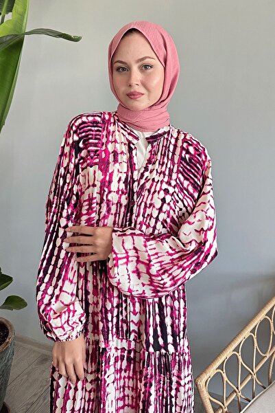 InStyle Rochie marmorata cu vâscoza fucsia