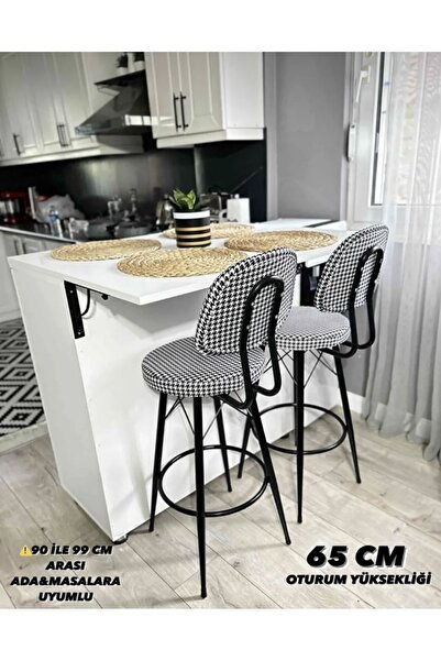 The SANDALYE SHOP Yeni Dolce Bar Sandalyesi 65 cm Kazayağı Kumaş.90 ile 99 cm...