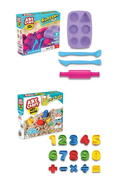 Doğan Oyuncak Dünyası Art Sand Play Sand Mega Set - 9 Pack - Kinetic Sand Set - Sand Set - Non-Drying Kinetic Sand - Sand