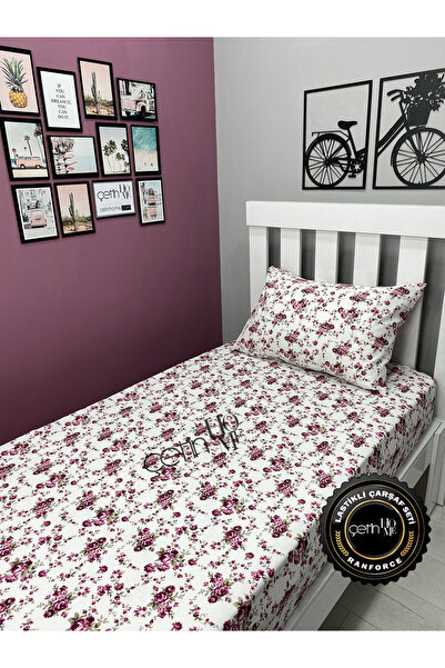 Çetinhome Fabric Fitted Sheet Set 3 Different Sizes Fuchsia Single