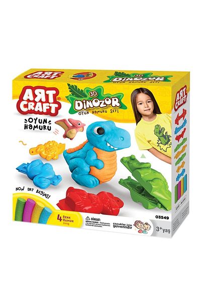 Doğan Oyuncak Dünyası 3d Dinosaur Dough Set (200 Gr.) - Play Dough Set - Dough Sets - Dough Molds